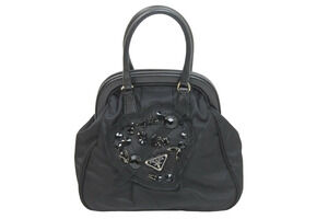 Prada Handbag Evening Heart triangular plate black